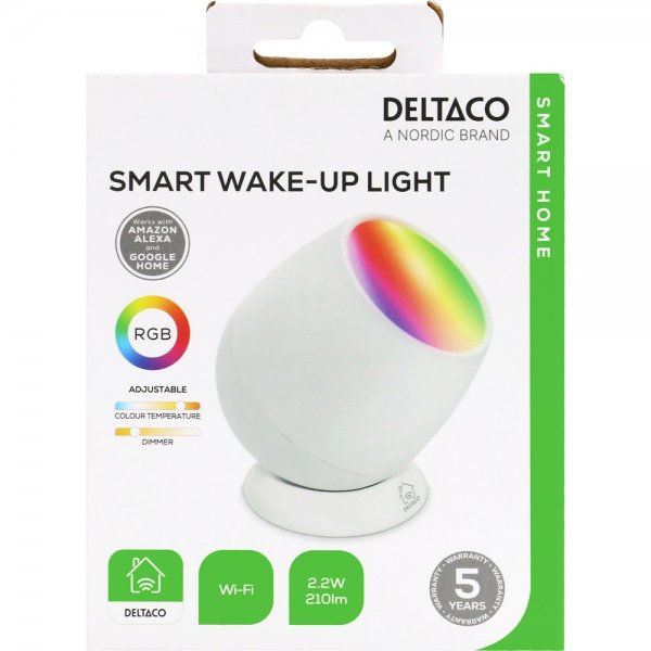 Deltaco Smart Home Smart Wake-up-lampa RGB USB-C