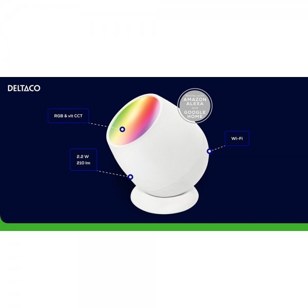 Deltaco Smart Home Smart Wake-up-lampa RGB USB-C