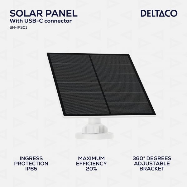 Deltaco Smart Home Solpanel med USB-C kontakt 5W 3m