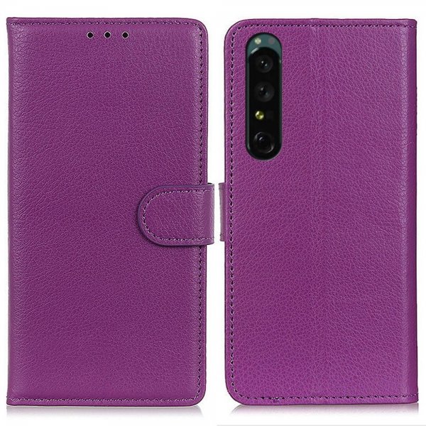 Sony Xperia 1 IV Fodral Litchi Lila