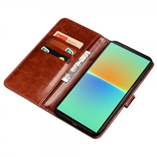 Sony Xperia 1 V Fodral Lädertextur Röd