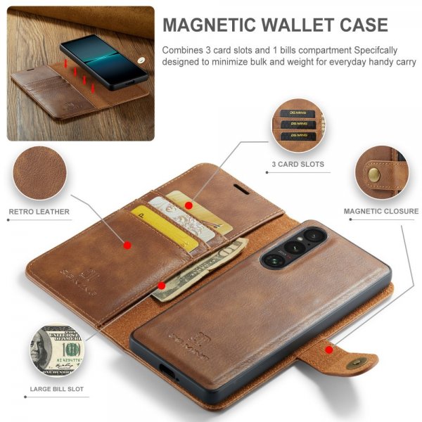Dg.Ming Sony Xperia 1 VI Fodral med Löstagbart Skal Brun