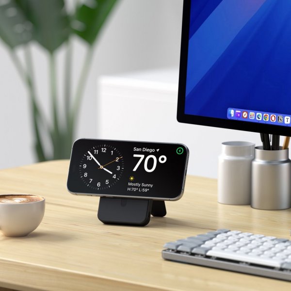 Satechi OntheGo Qi2 10K MagSafe-powerbank med Stativ Svart