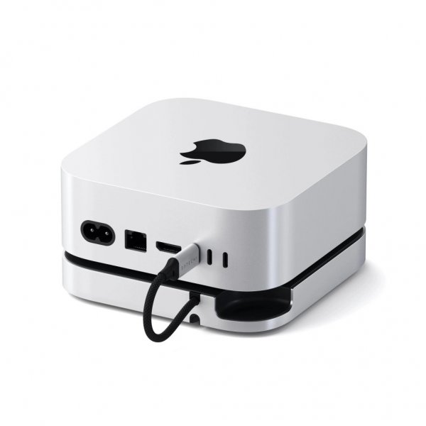 Satechi Mac Mini M4 Stativ & Hub med SSD-kapsling Silver