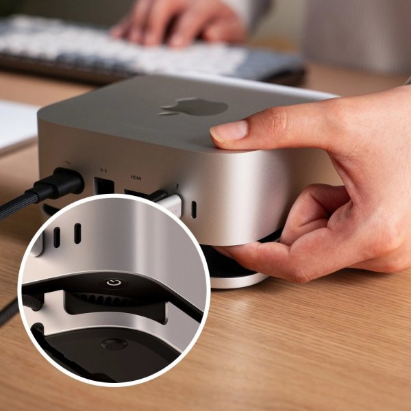 Satechi Mac Mini M4 Stativ & Hub med SSD-kapsling Silver