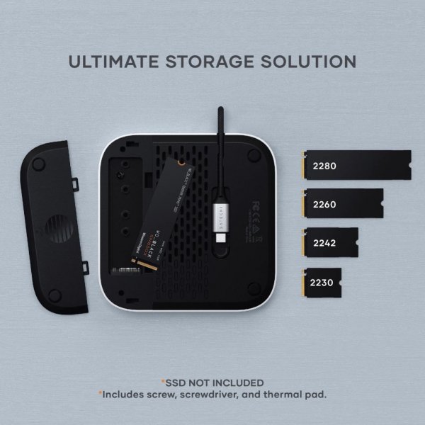 Satechi Mac Mini M4 Stativ & Hub med SSD-kapsling Silver