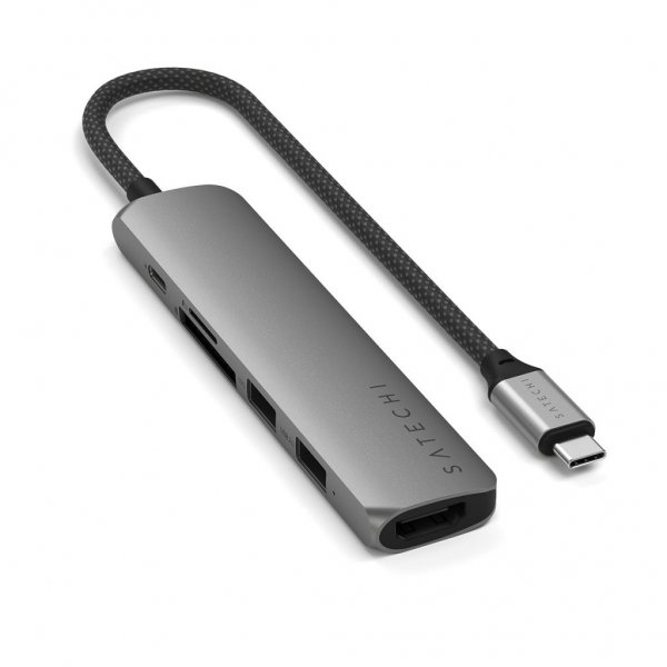 Satechi 6-i-1 USB-C Slim Multiport Adapter Space Gray