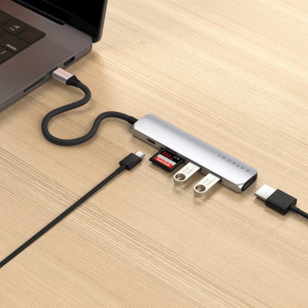 Satechi 6-i-1 USB-C Slim Multiport Adapter Silver