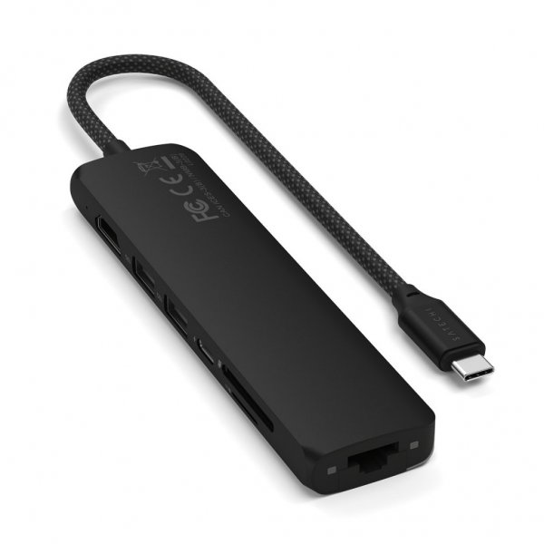 Satechi 7-i-1 USB-C Slim Multiport Adapter med Ethernet Svart