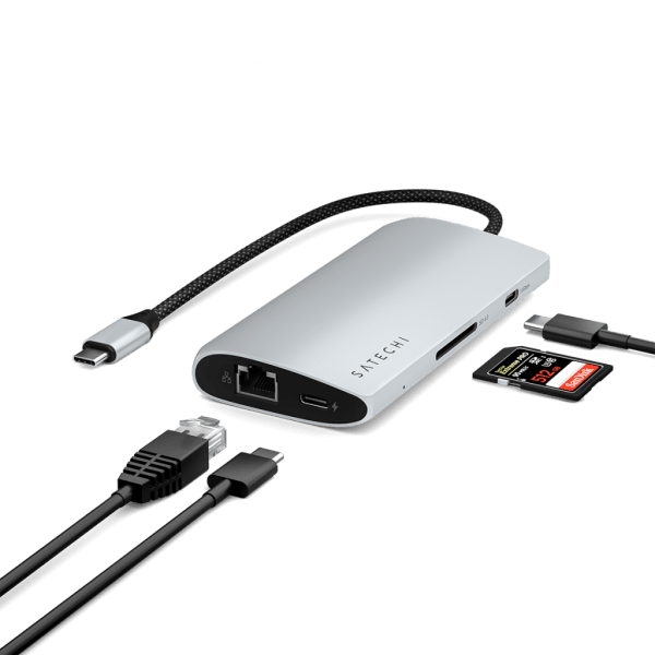 Satechi USB-C Multiport Adapter 8K With Ethernet V3 Silver