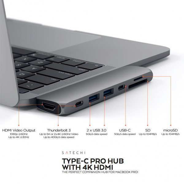 Satechi Type-C Pro Hub Adapter Space Gray