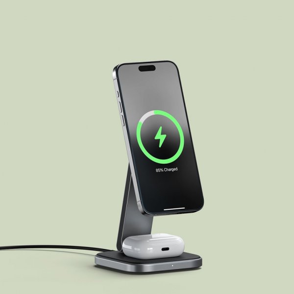 Satechi Trådlös Laddare 2-in-1 Foldable Qi2 Wireless Charging Stand MagSafe