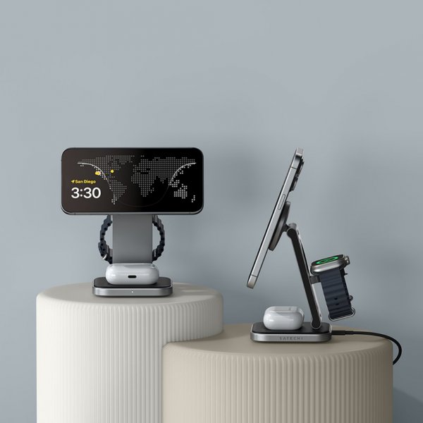 Satechi Trådlös Laddare 3-in-1 Foldable Qi2 Wireless Charging Stand MagSafe
