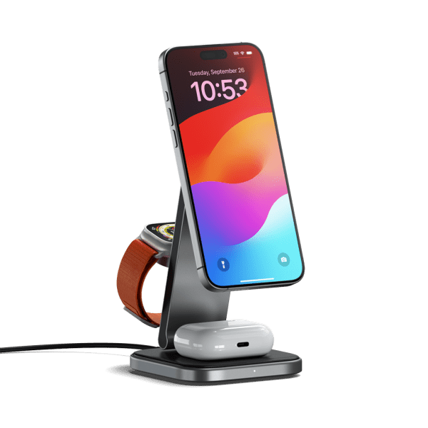 Satechi Trådlös Laddare 3-in-1 Foldable Qi2 Wireless Charging Stand MagSafe