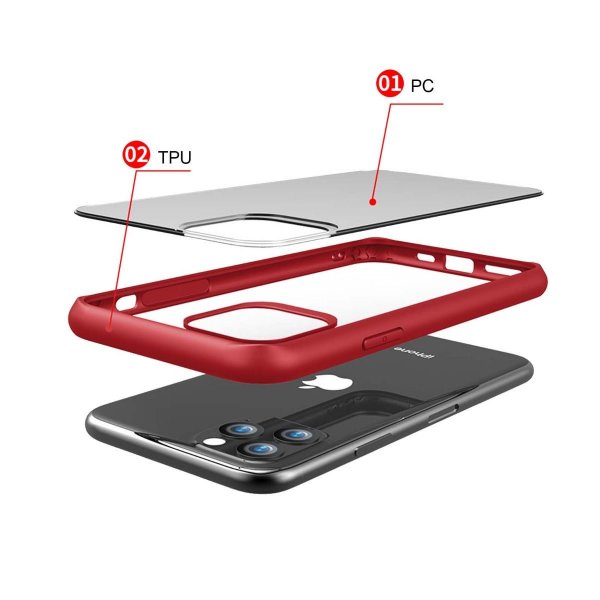 iPhone 11 Pro Max Skal Stöttålig TPU Röd Transparent