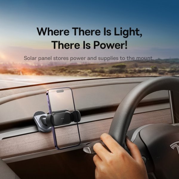 Baseus Tesla Model 3/Y Mobilhållare T-Space Solpanel