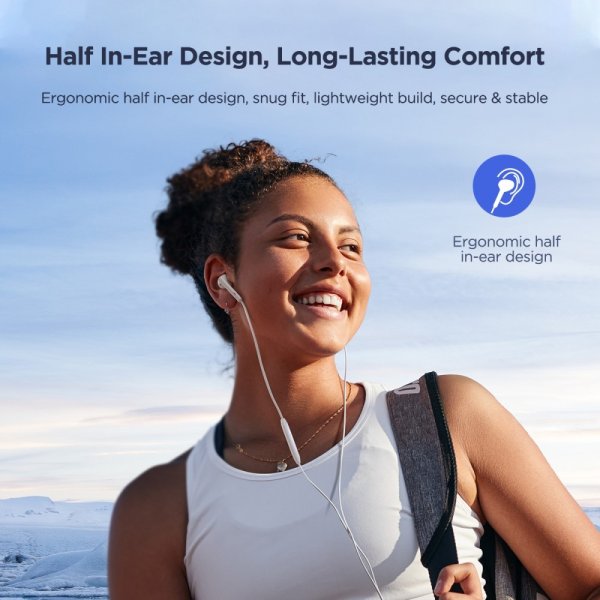 Joyroom Trådade Hörlurar EC05 USB-C Vit