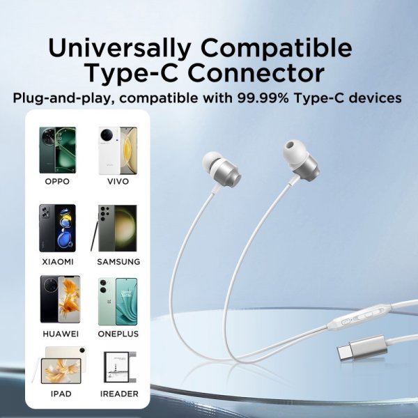 Joyroom Trådade Hörlurar EC06 USB-C Silver