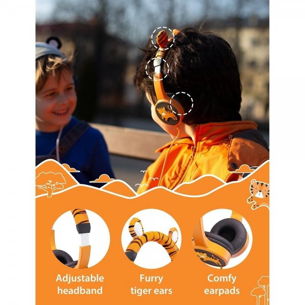 Planet Buddies Trådade Hörlurar för Barn Charlie the Tiger Furry
