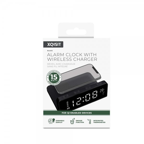 Xqisit Trådlös Laddare Alarm Clock with Wireless Charger