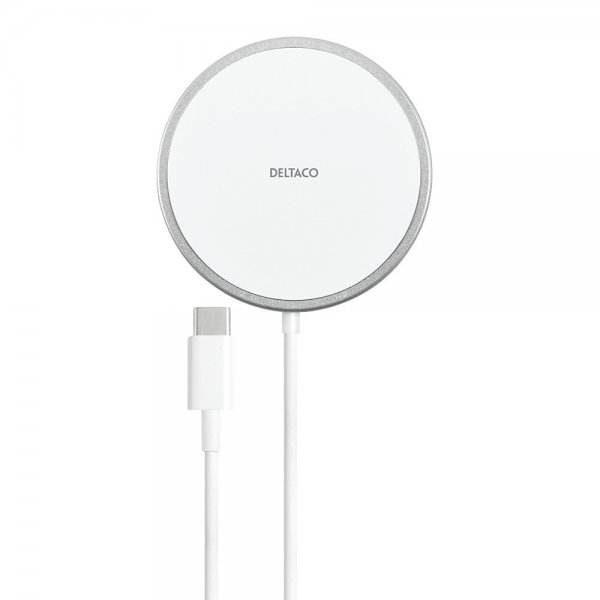 Deltaco Trådlös Laddare Magnetic Wireless Charger MagSafe Vit