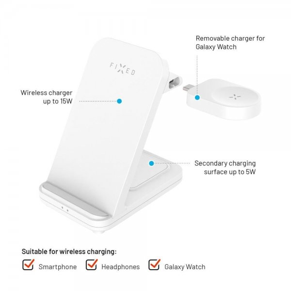 Fixed Trådlös Laddare Powerstation for Samsung 3in1 15W Vit