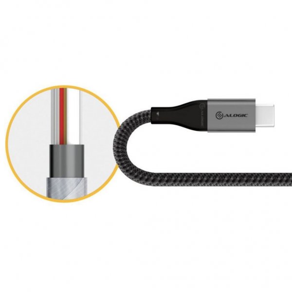 ALOGIC Ultra USB-A till USB-C kabel 3A/480Mbps 30 cm Rymdgrå