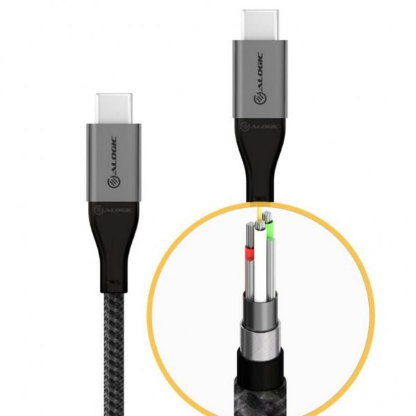 ALOGIC Ultra USB-C till USB-C kabel 5A/480Mbps 30 cm Rymdgrå