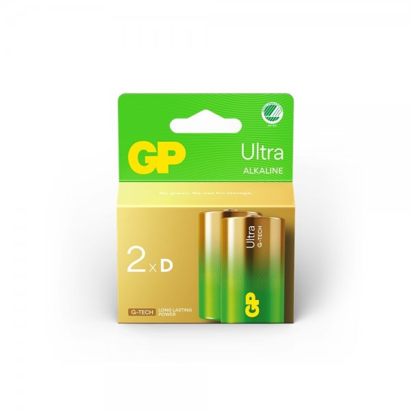 GP Ultra Alkaline D-batteri 13AU/LR20 2-pack