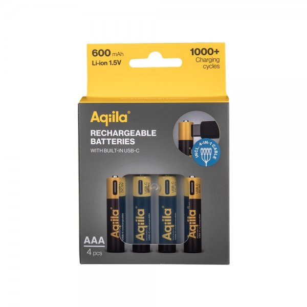 Aqiila Uppladdningsbart AAA-batteri USB-C 4-pack