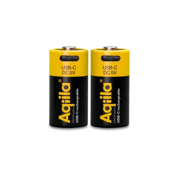 Aqiila Uppladdningsbart CR123A-batteri USB-C 2-pack