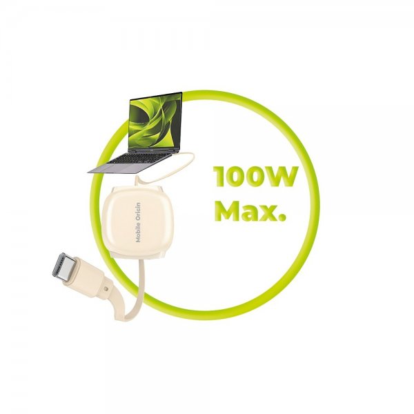 Mobile Origin USB-C Kabel 100W Retractable Cable Box Beige