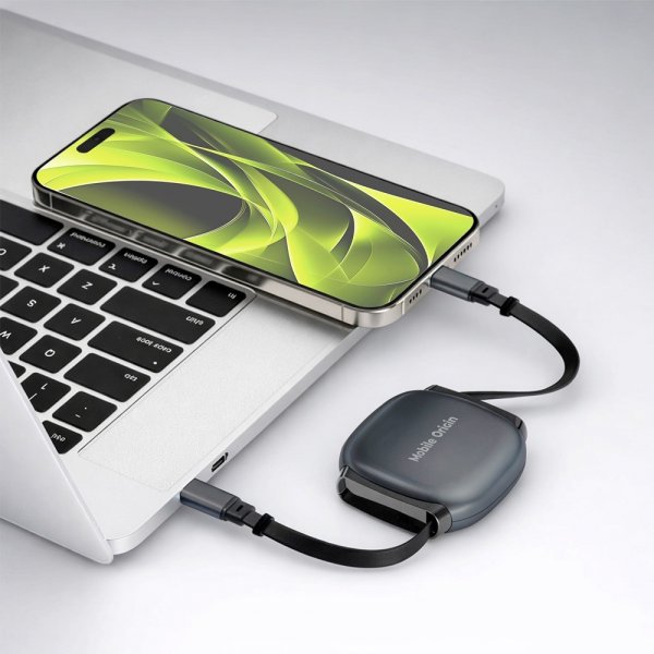 Mobile Origin USB-C Kabel 100W Retractable Cable Box Grå