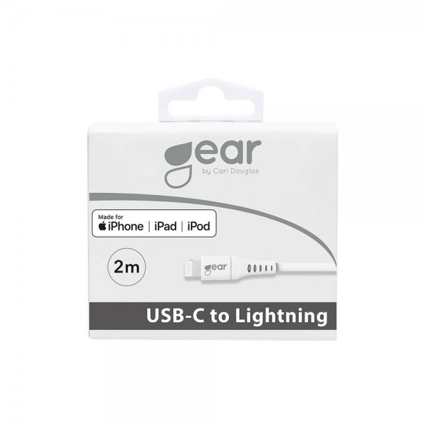 Gear USB-C till Lightning Kabel 2 meter Vit