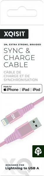 Xqisit USB till Lightning Kabel Flätad Extra Stark 2 m Roseguld