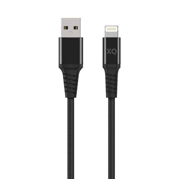 Xqisit USB till Lightning Kabel Flätad Extra Stark 2 m Svart
