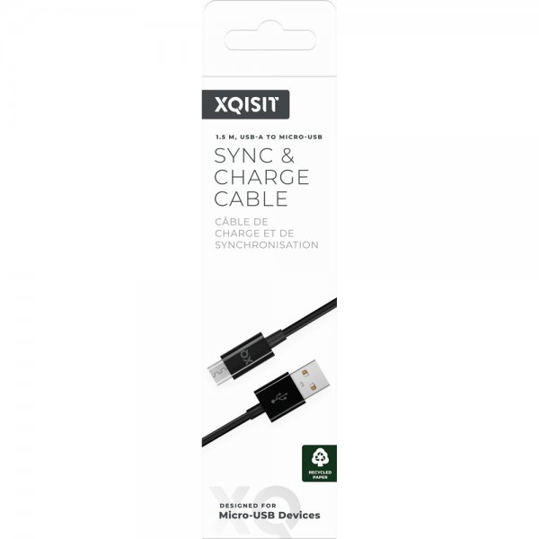 Xqisit USB till Micro USB Kabel 1.5 m Svart