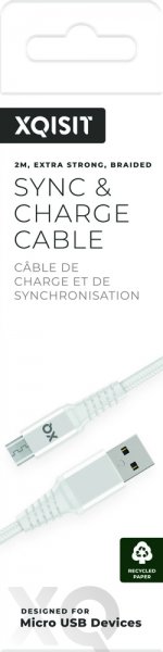 Xqisit USB till Micro USB Kabel Flätad Extra Stark 2 m Vit