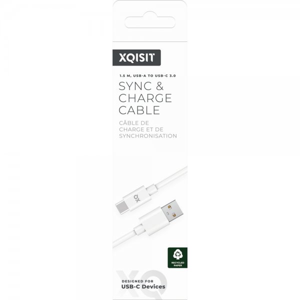 Xqisit USB till Type C Kabel 1.5 m Vit