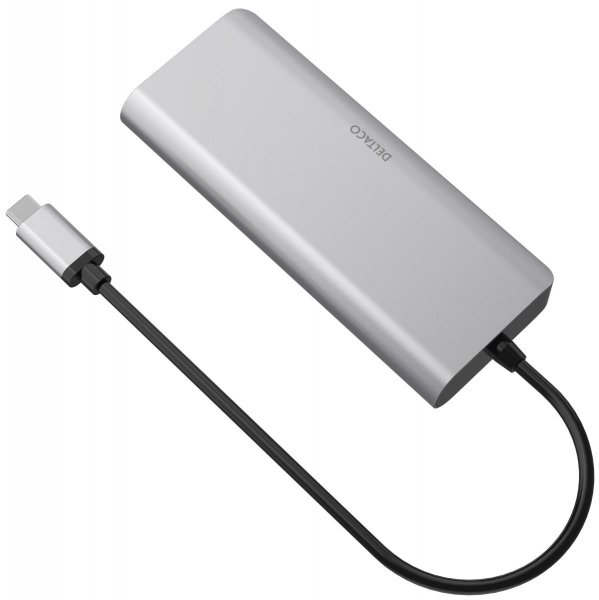 Deltaco Dockningsstation USB-C med HDMI/RJ45/USB-A Rymdgrå