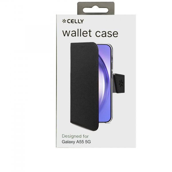 Celly Samsung Galaxy A55 Fodral Wally Wallet Case Svart