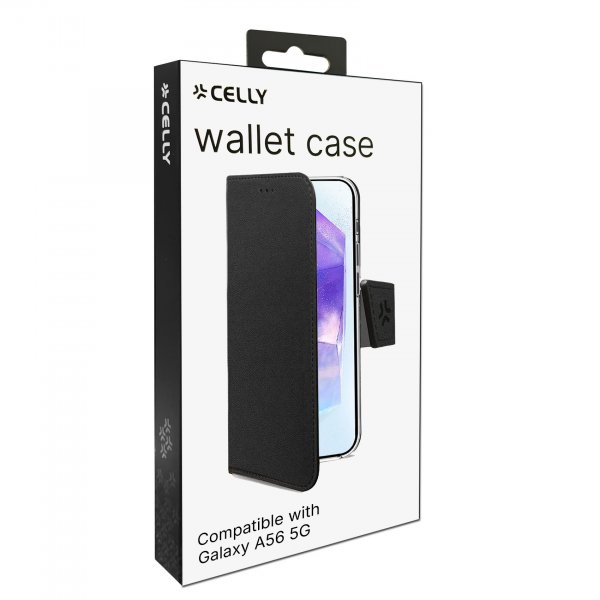 Celly Samsung Galaxy A56 Fodral Wally Wallet Case Svart