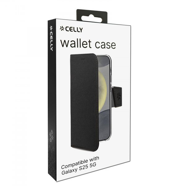 Celly Samsung Galaxy S25 Fodral Wally Wallet Case Svart