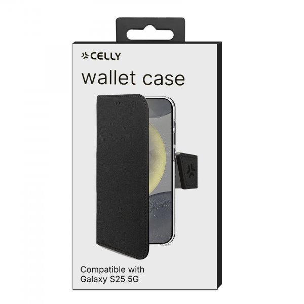 Celly Samsung Galaxy S25 Fodral Wally Wallet Case Svart