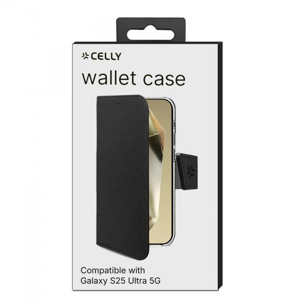 Celly Samsung Galaxy S25 Ultra Fodral Wally Wallet Case Svart
