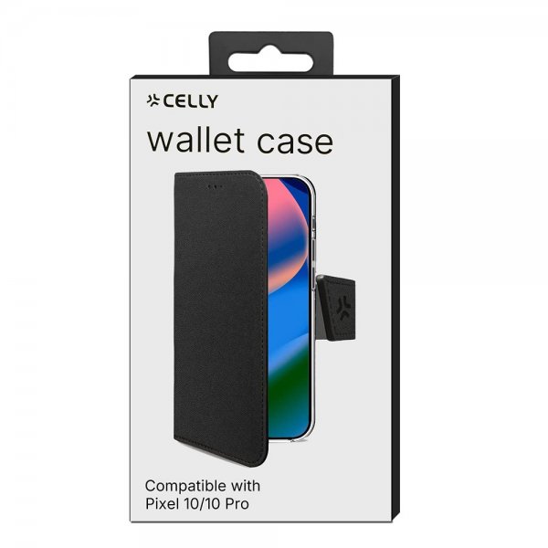 Celly Google Pixel 10/Pixel 10 Pro Fodral Wally Wallet Case Svart