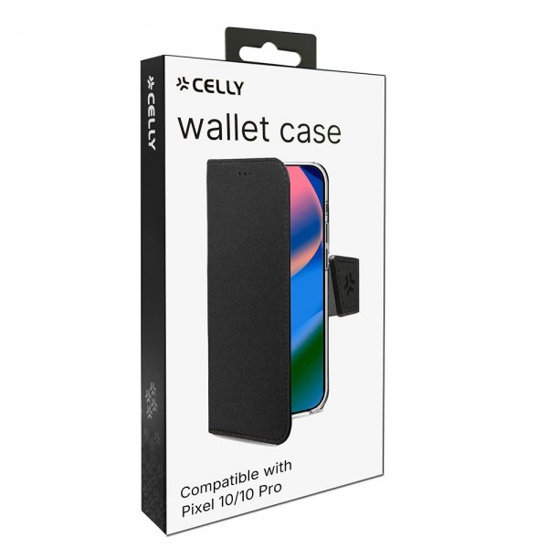 Celly Google Pixel 10/Pixel 10 Pro Fodral Wally Wallet Case Svart