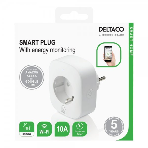 Deltaco Smart Home WiFi Strömbrytare med energiöversikt