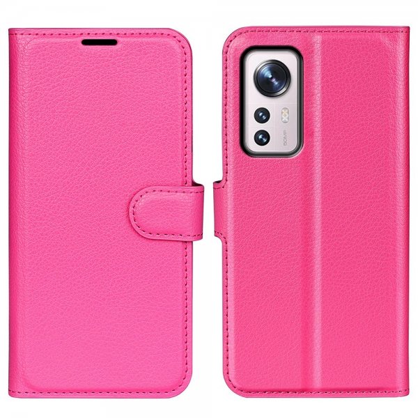Xiaomi 12/12X Fodral Litchi Magenta