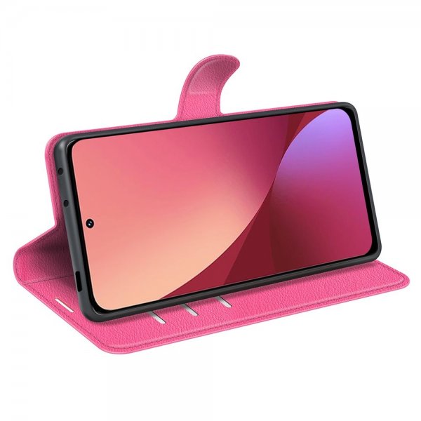 Xiaomi 12/12X Fodral Litchi Magenta